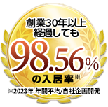 創業30年以上経過しても入居率約99%