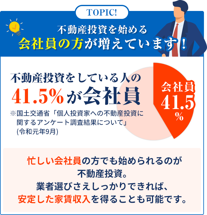 TOPIC不動産投資を始める会社員の方が増えています